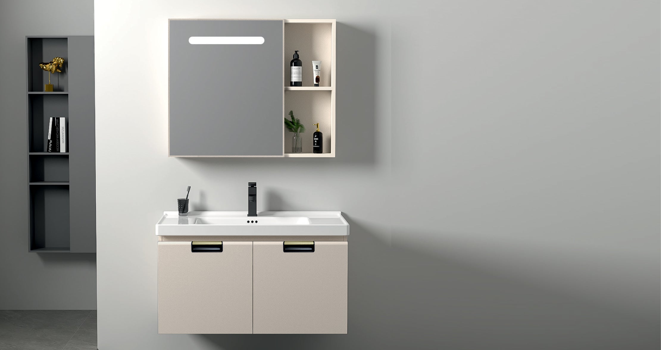 JAVI WITH MIRROR CABINET (SENSOR LED) | Mozio