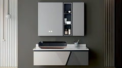 LIZA with Mirror Cabinet (LED) + RAMSEYMATTBLACKWASHBASIN | Mozio