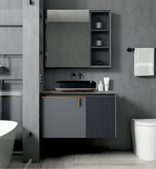 RICKY WITH MIRROR CABINET+ RAMSEY MATTE BLACK WASHBASIN | Mozio